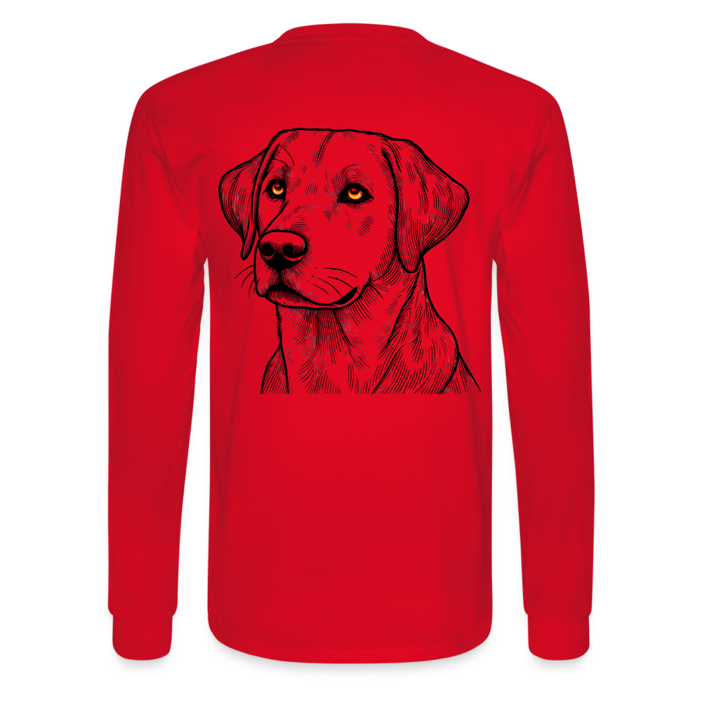 Men's Fine Line Labrador Graphic Long Sleeve Shirt with Logo - red