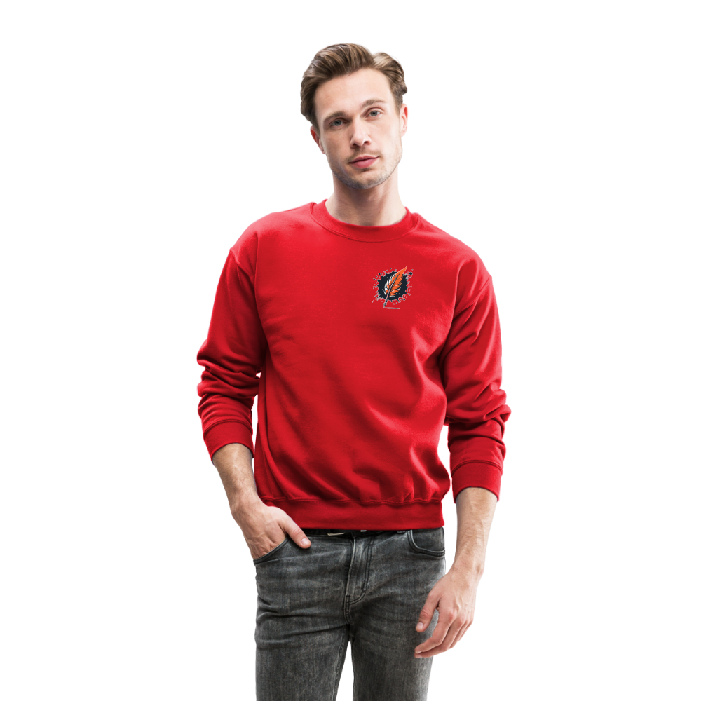 Colored Northern Lights Arctic Landscape Graphic Crewneck Sweatshirt with Logo - red