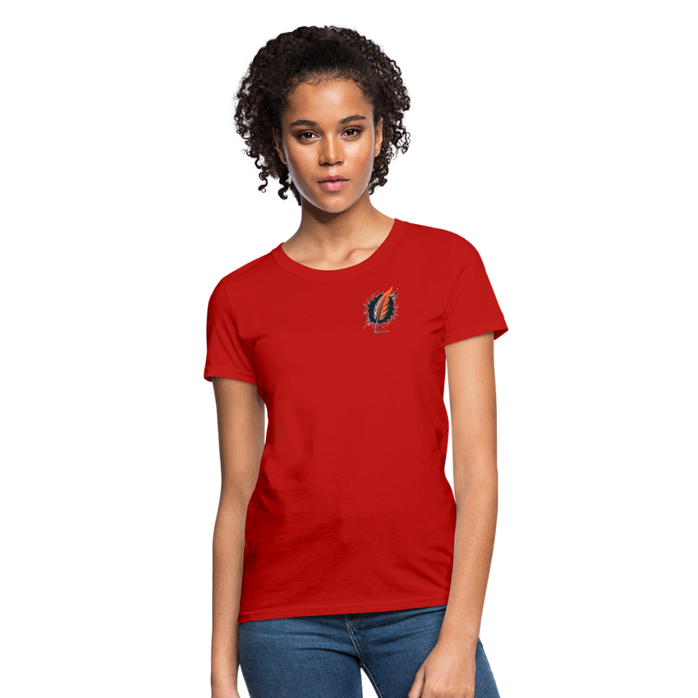 Women's Beach Sunset Graphic T-Shirt with Logo - red