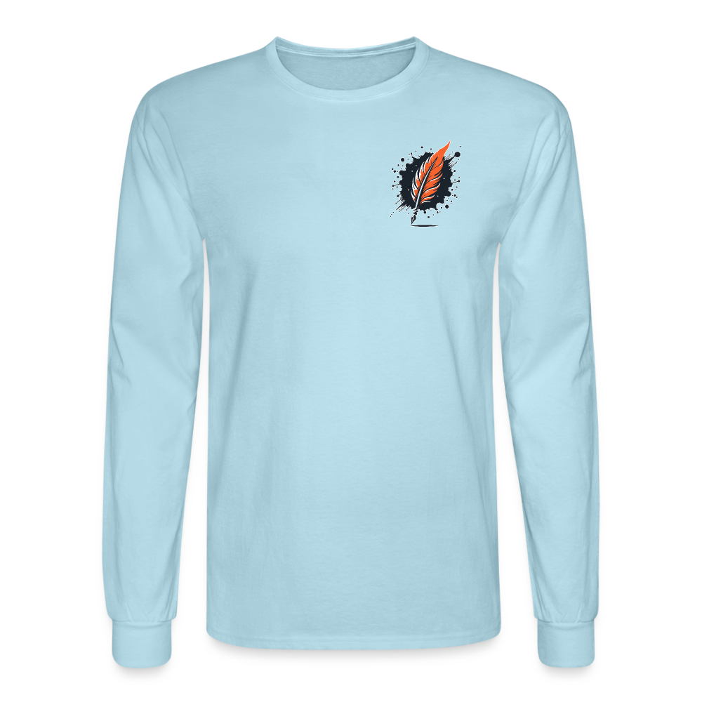 Men's Australian Shepherd Prairie Graphic Long Sleeve Shirt with Logo - powder blue