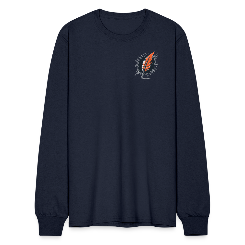 Men's Desert Sunset Graphic Long Sleeve Shirt with Logo - navy