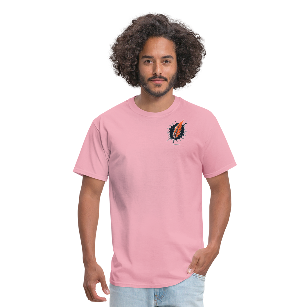 Orange Swirling Mountains Graphic Unisex Classic T-Shirt with Logo - pink