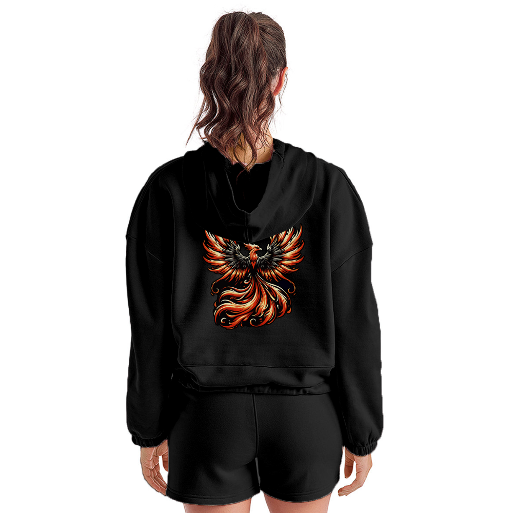 Women’s Phoenix Graphic Cropped Hoodie with Logo - black