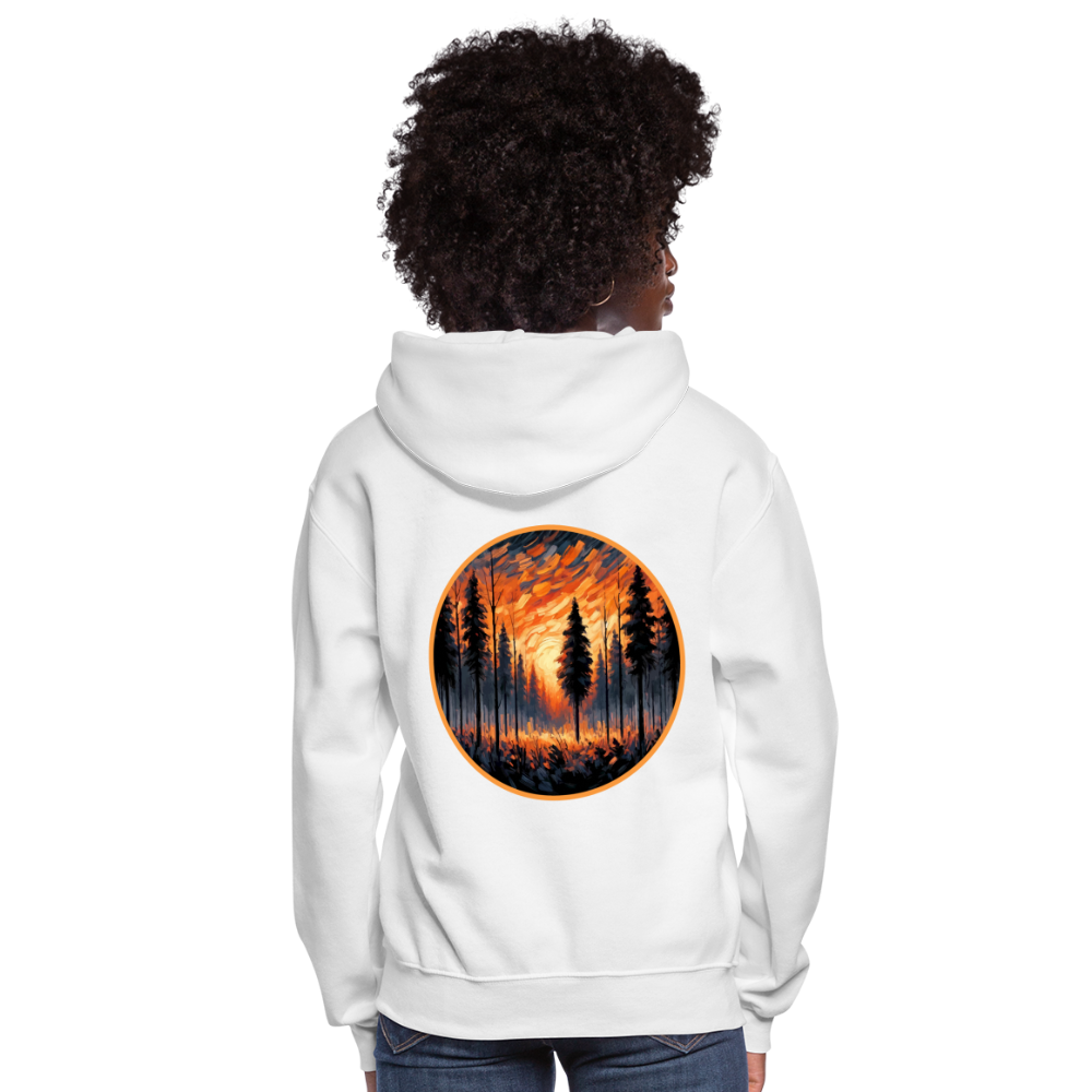 Women's Orange Forest Sunset Graphic Hoodie with Logo - white