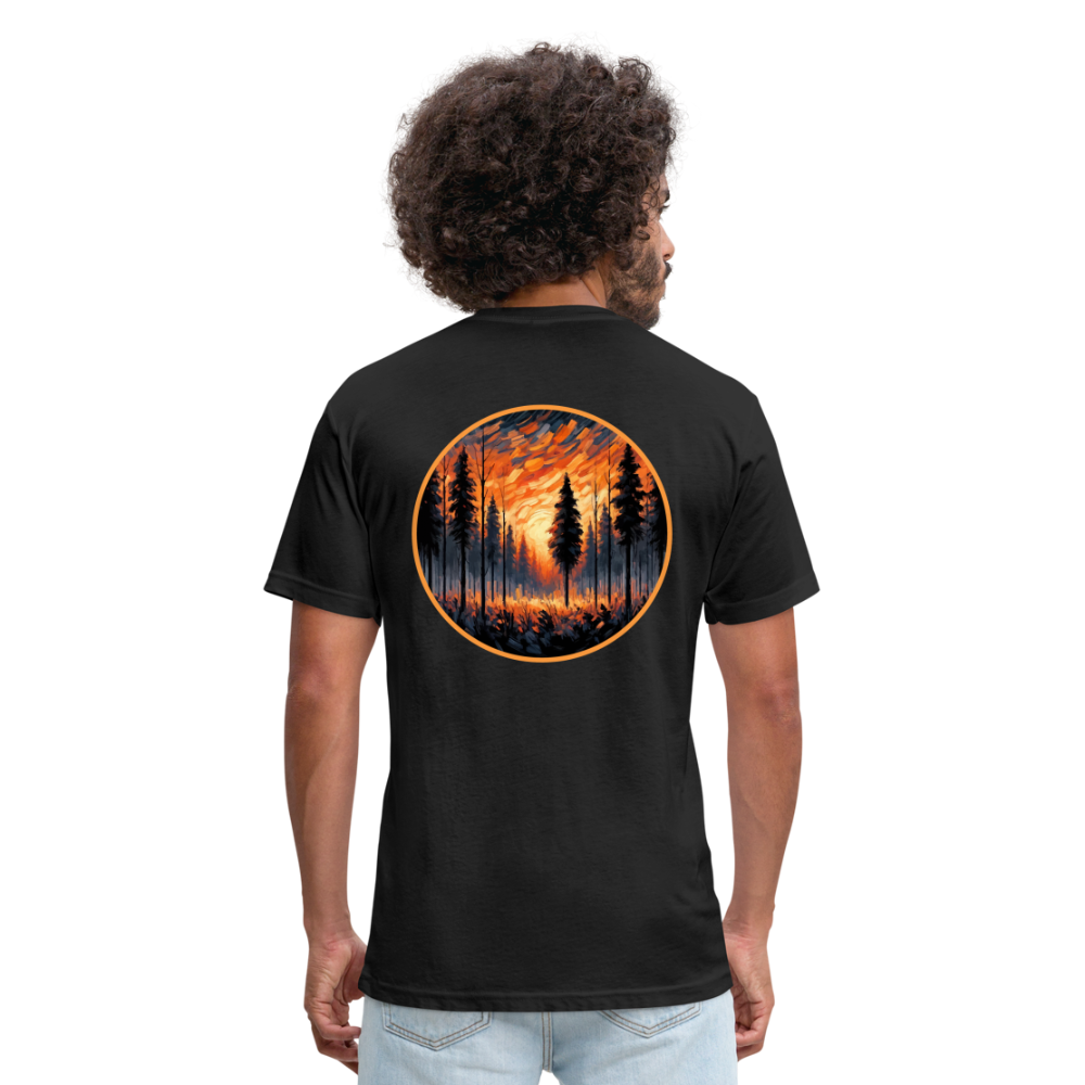 Orange Forest Sunset Graphic Unisex Fitted Cotton/Poly T-Shirt with Logo - black