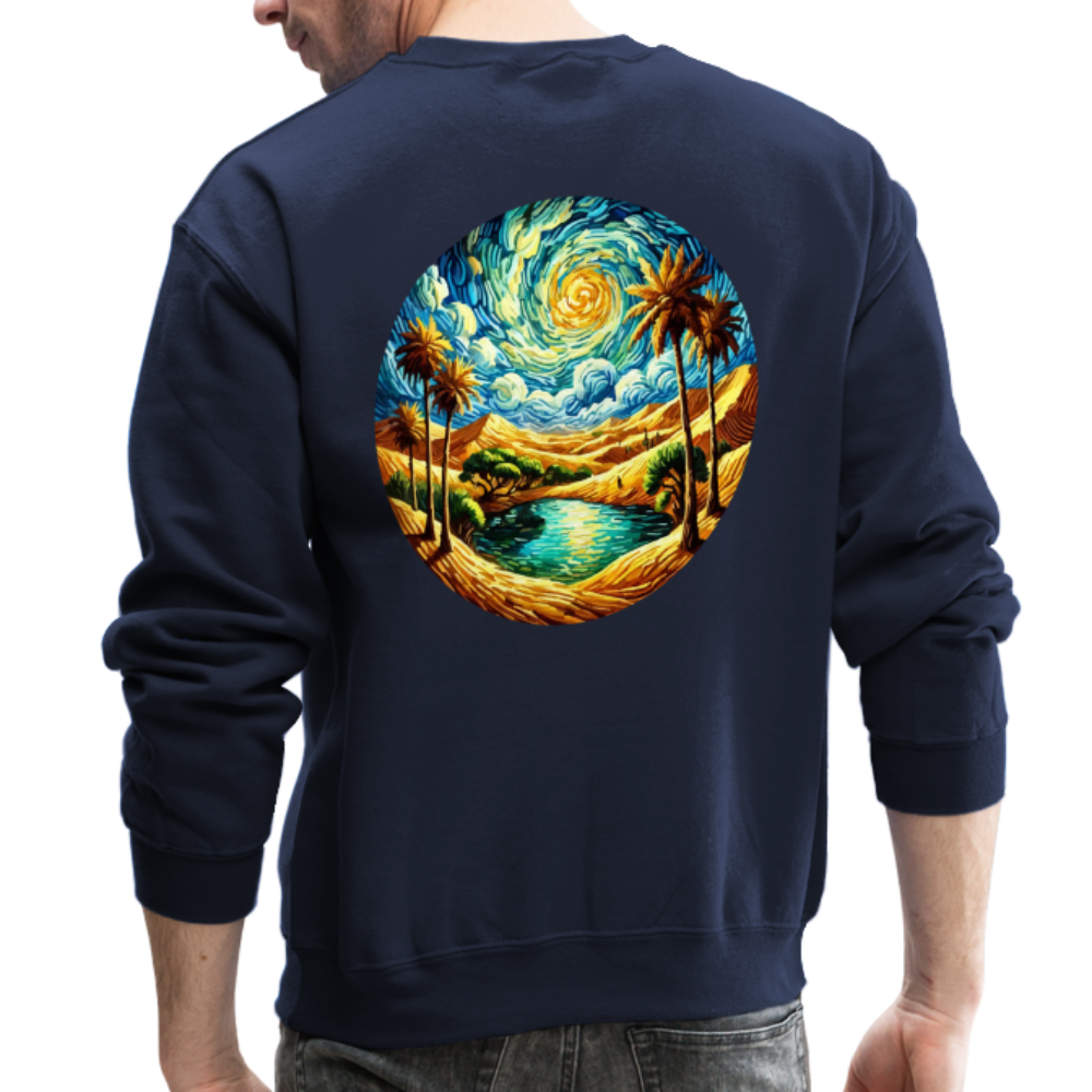 Desert Oasis Crewneck Sweatshirt with Logo - navy