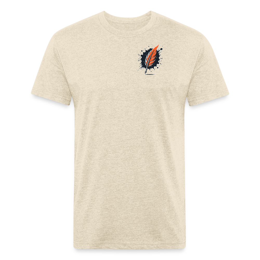 Desert Oasis Graphic Unisex Fitted Cotton/Poly T-Shirt with Logo - heather cream