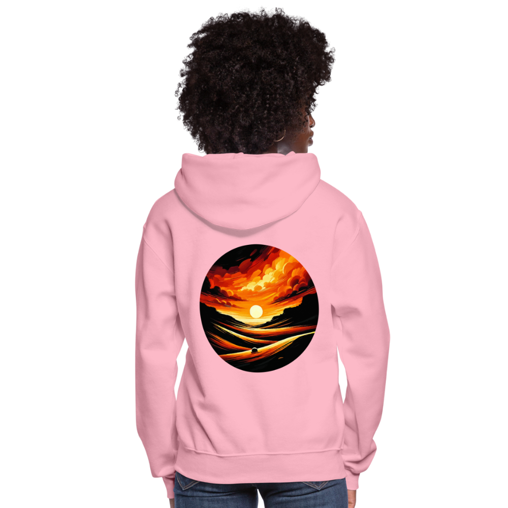 Women's Desert Sunset Graphic Hoodie with Logo - classic pink