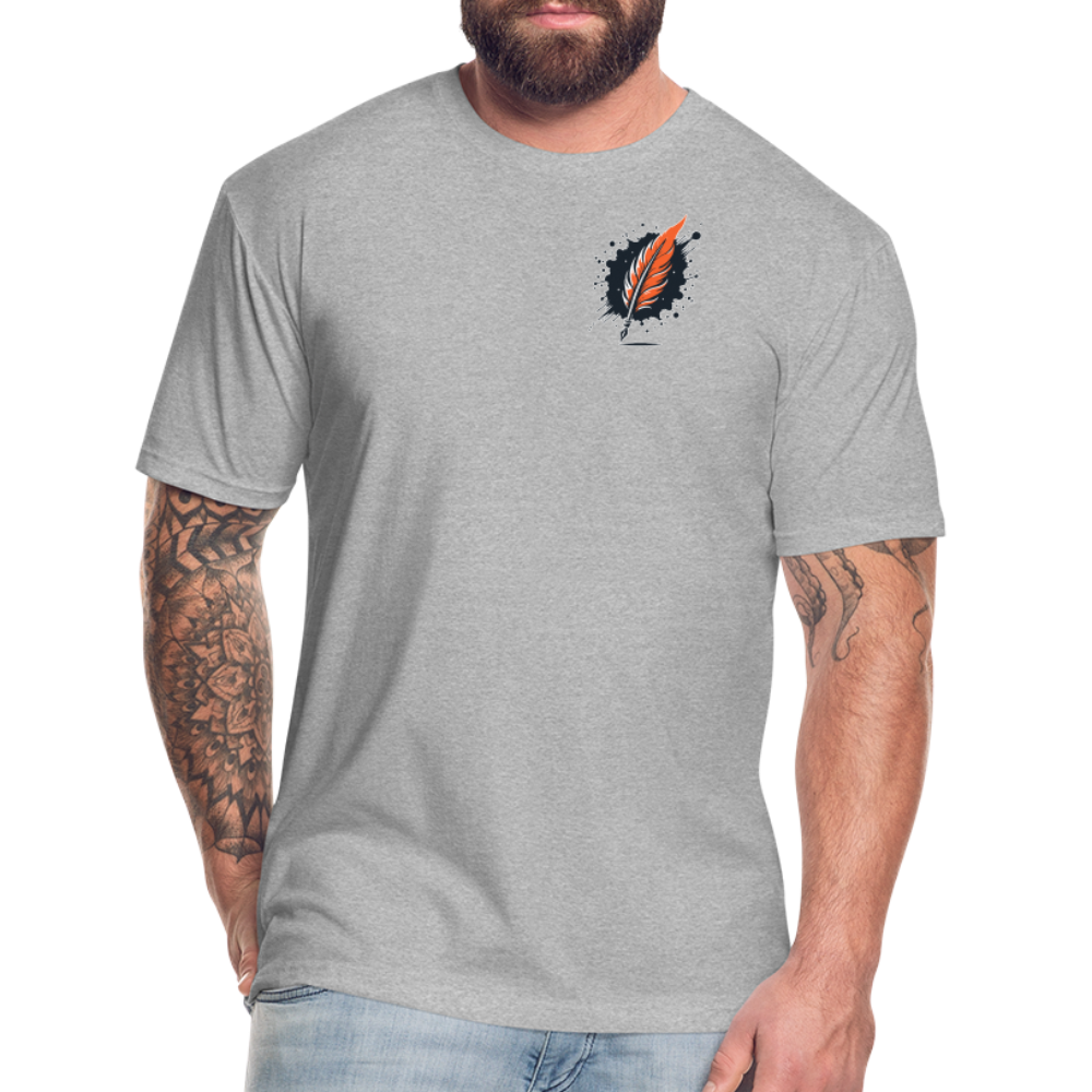 Beach Sunset Graphic Unisex Fitted Cotton/Poly T-Shirt with Logo - heather gray