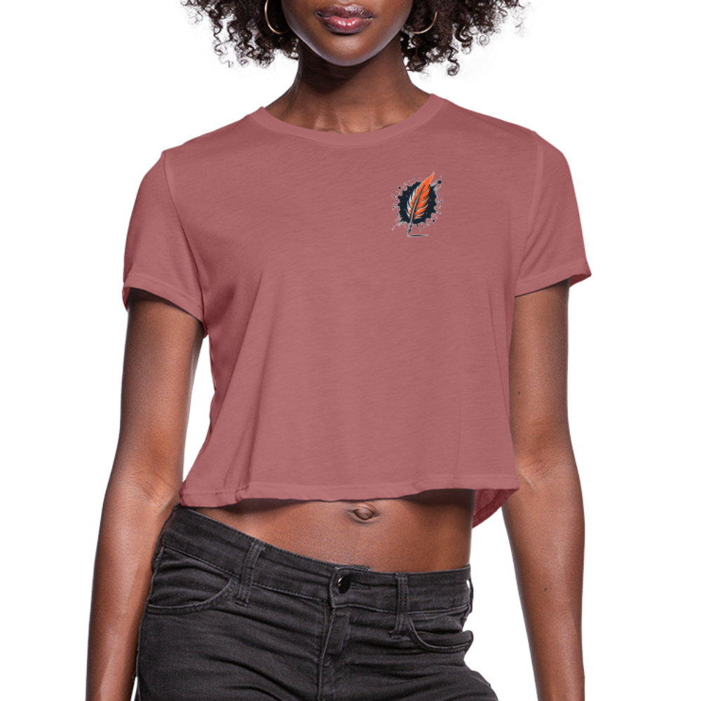 Women's Wheat Field Graphic Cropped T-Shirt with Logo - mauve