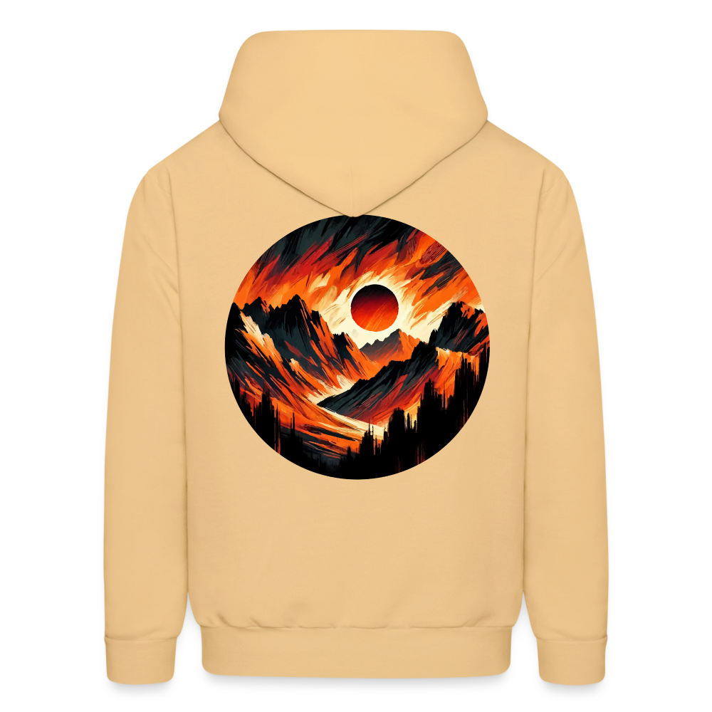 Men's Orange and Black Mountain Range Graphic Hoodie with Logo - light yellow