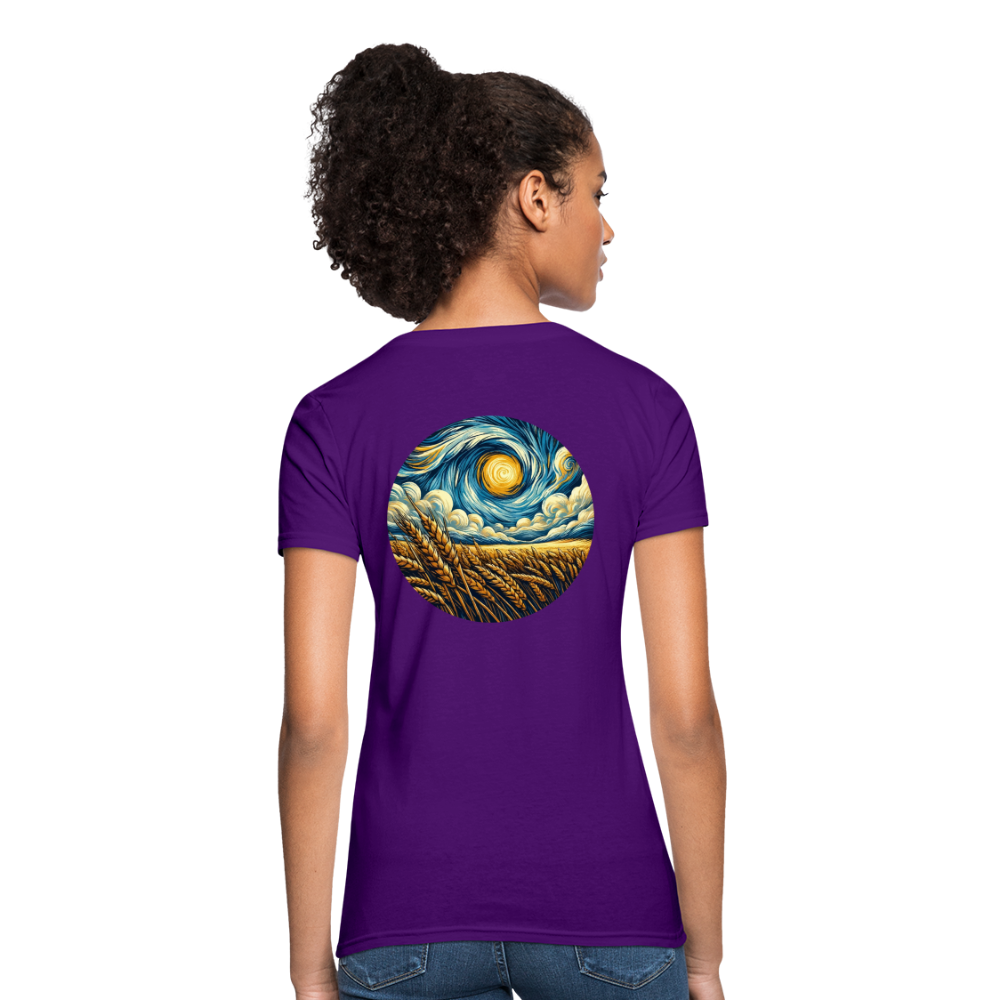 Women's Wheat Field Graphic T-Shirt with Logo - purple