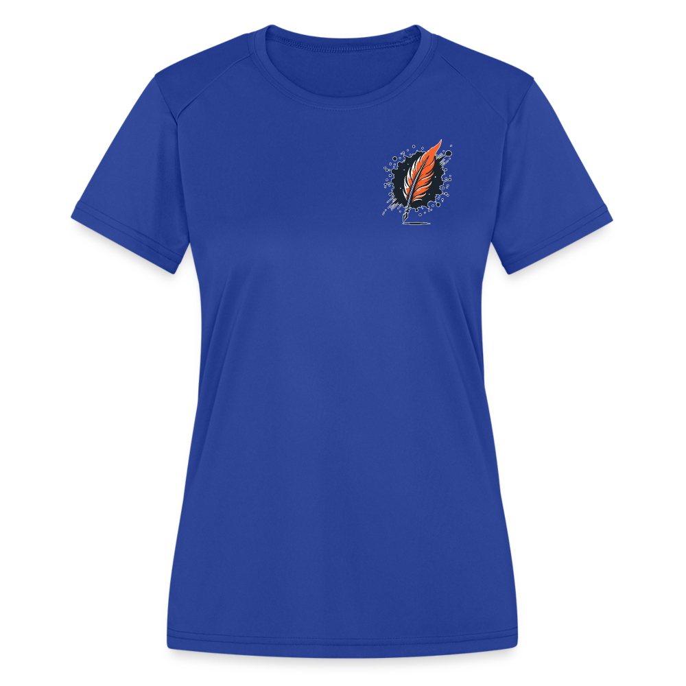 Women's Plain Moisture Wicking Performance T-Shirt with Logo - royal blue