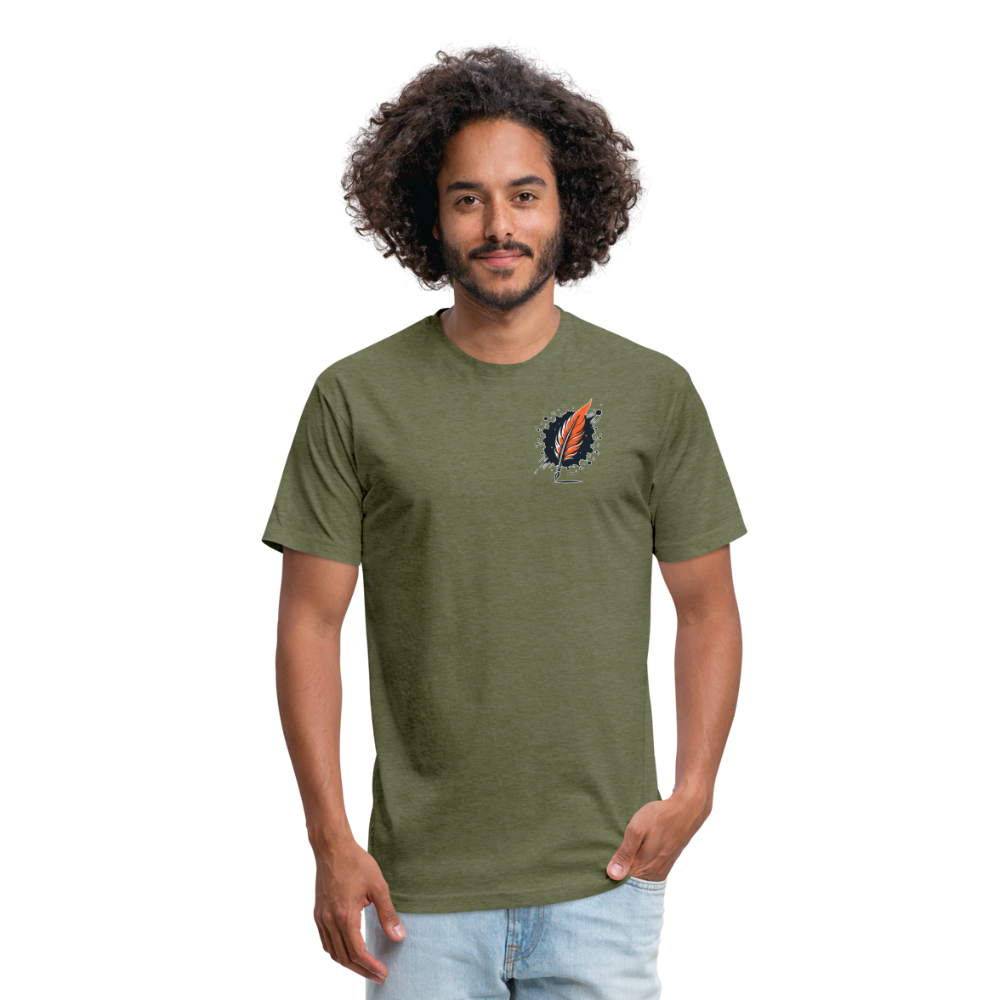 Wheat Field Graphic Unisex Fitted Cotton/Poly T-Shirt with Logo - heather military green