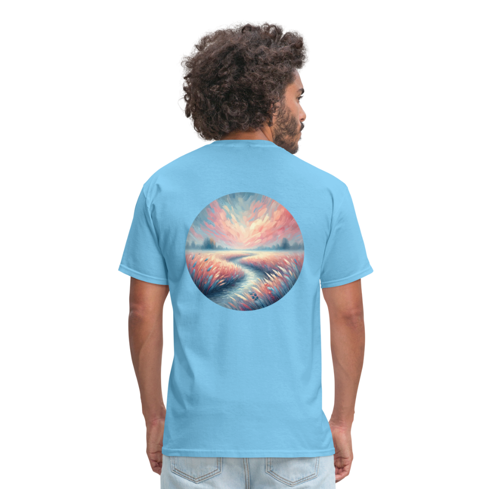 River Meadow Graphic Unisex Classic T-Shirt with Logo - aquatic blue