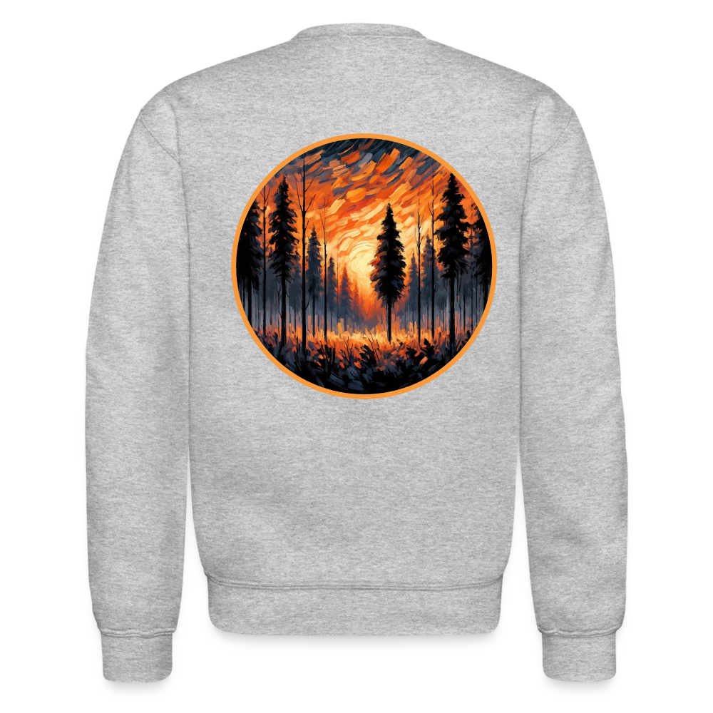 Orange Forest Sunset Crewneck Sweatshirt with Logo - heather gray