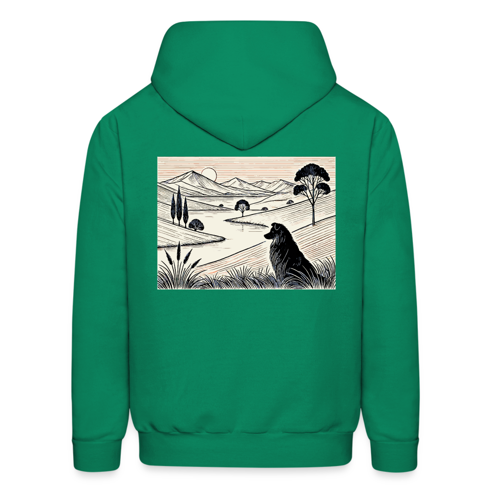 Men's Australian Shepherd Prairie Graphic Hoodie with Logo - kelly green