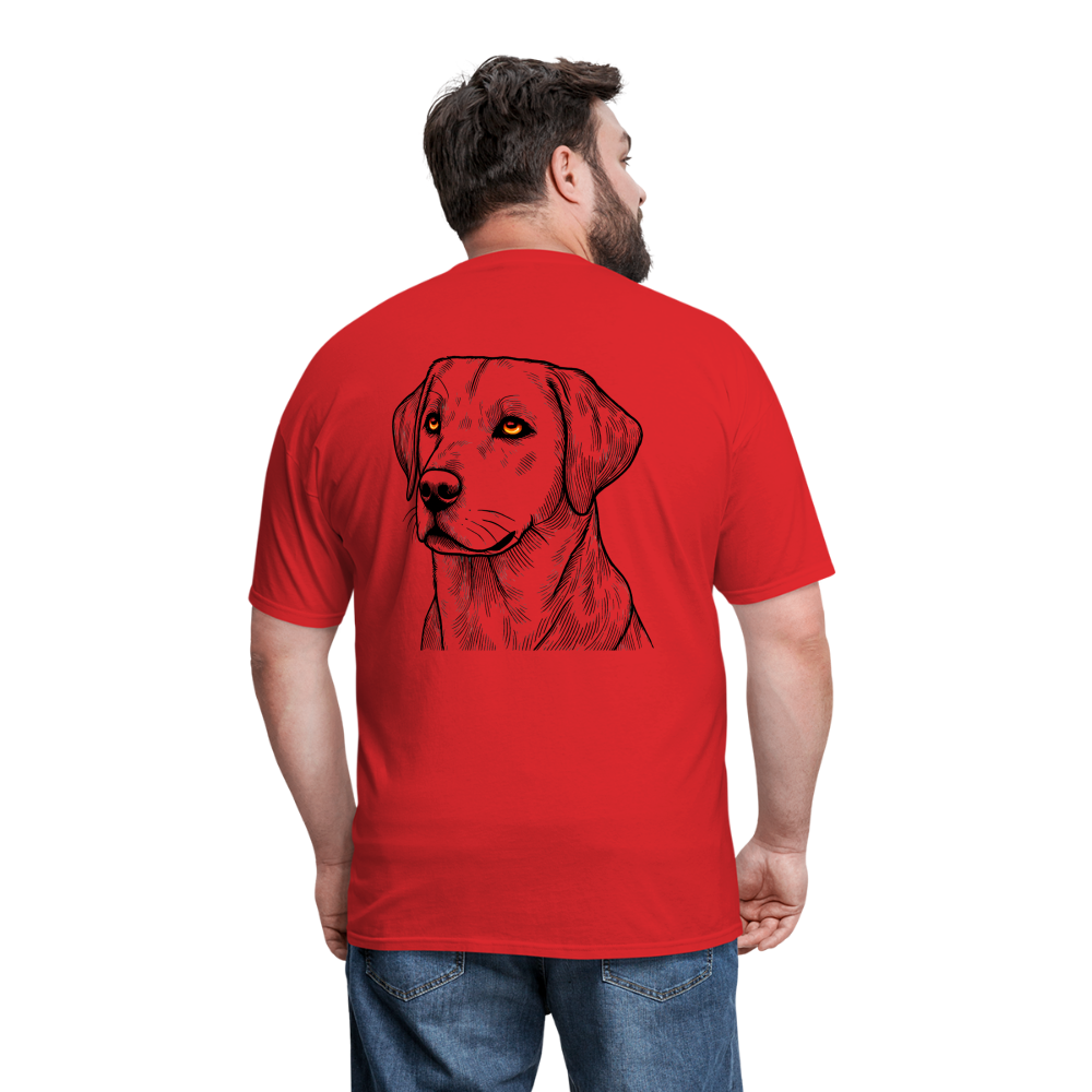 Fine Line Labrador Graphic Unisex Classic T-Shirt with Logo - red