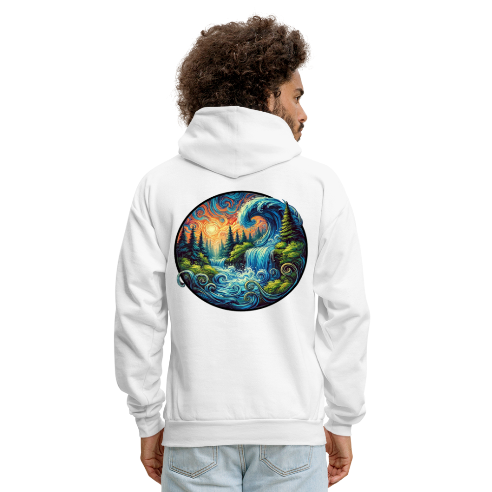 Men's Waterfall Graphic Hoodie with Logo - white