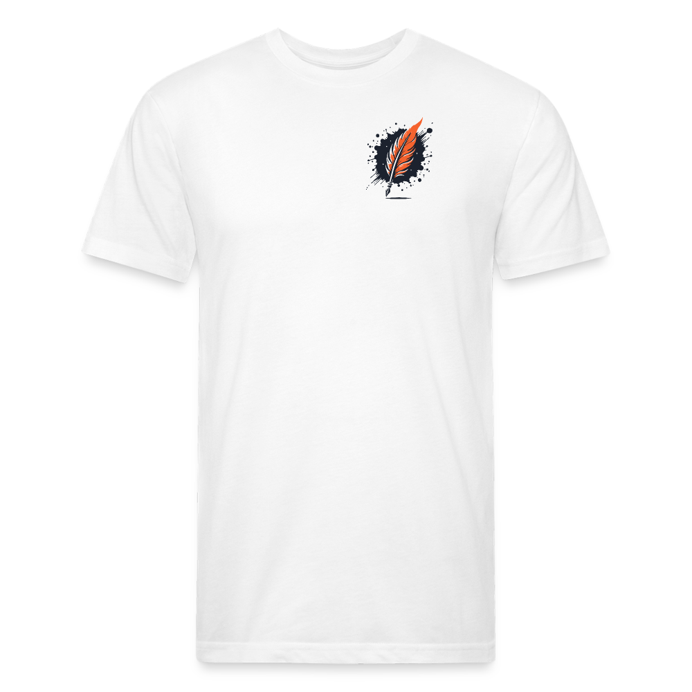 Brushed Orange and Black Mountain Range Graphic Unisex Fitted Cotton/Poly T-Shirt with Logo - white