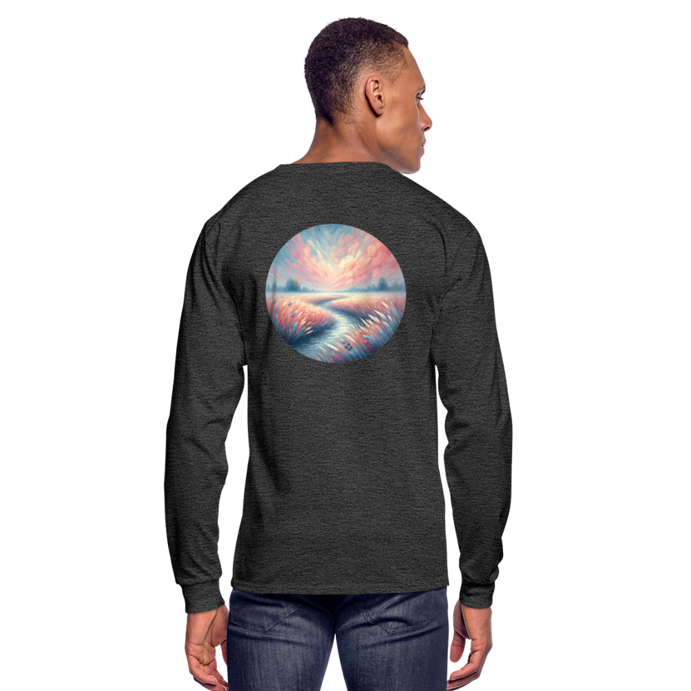 Men's River Meadow Graphic Long Sleeve Shirt with Logo - heather black