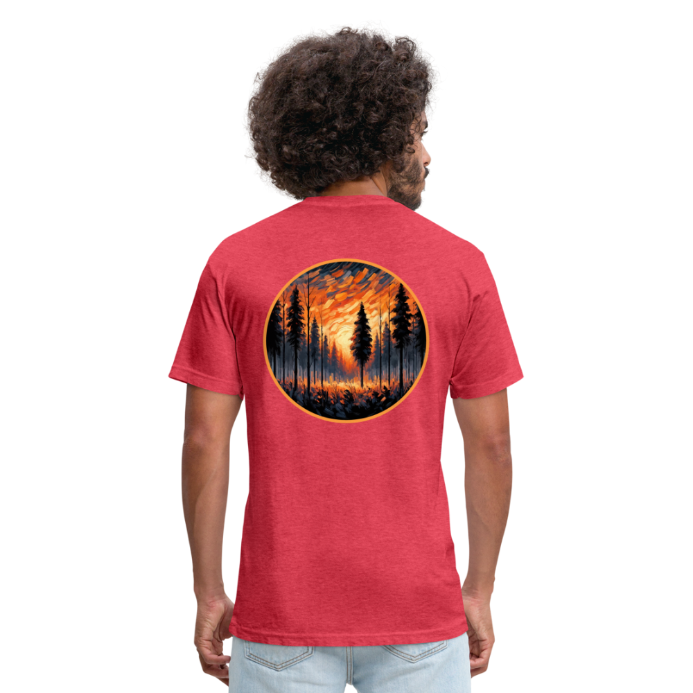 Orange Forest Sunset Graphic Unisex Fitted Cotton/Poly T-Shirt with Logo - heather red