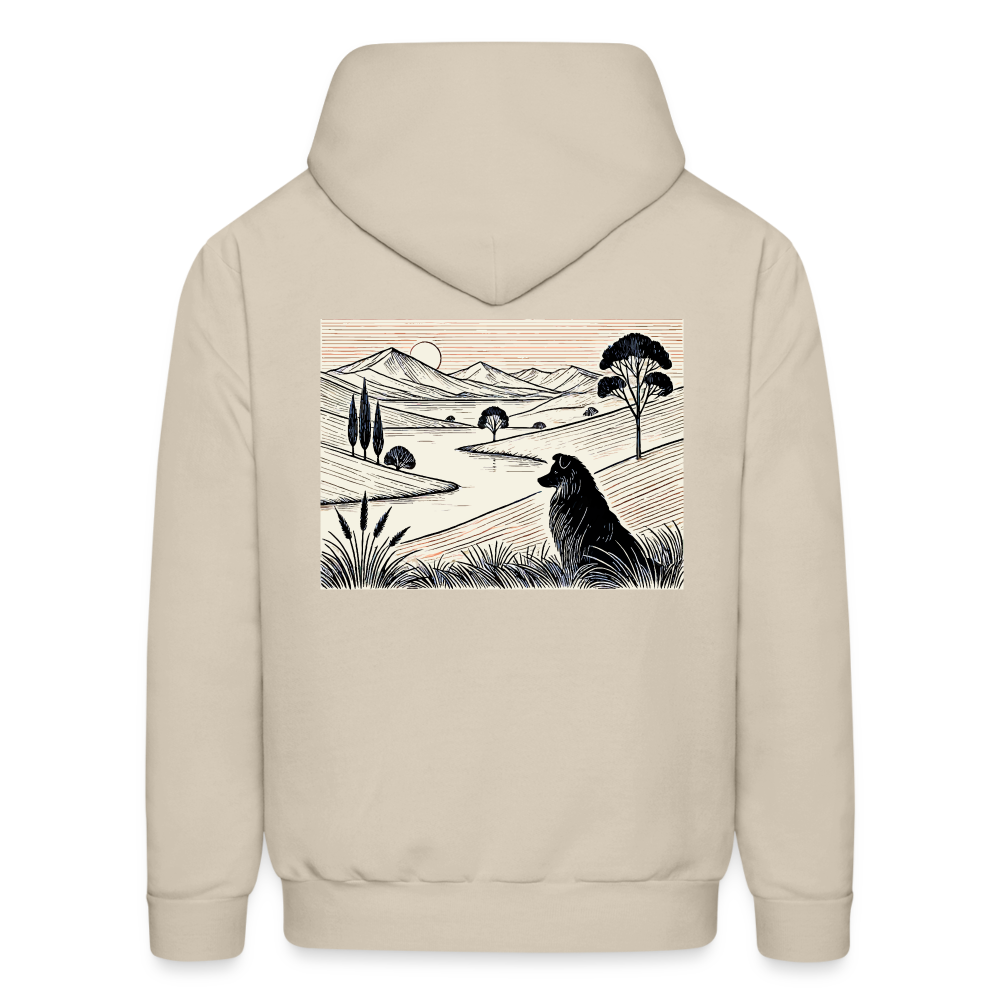 Men's Australian Shepherd Prairie Graphic Hoodie with Logo - Sand