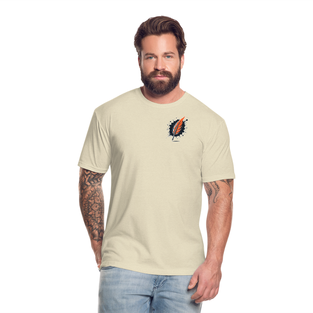 Colored Prairie Landscape Graphic Unisex Fitted Cotton/Poly T-Shirt with Logo - heather cream