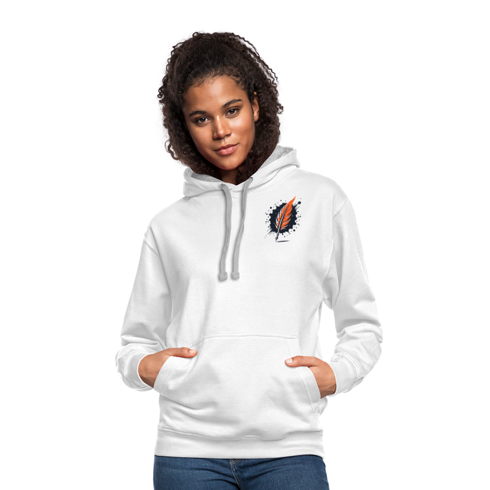 Brushed Orange and Black Mountain Range Graphic Unisex Contrast Hoodie with Logo - white/gray