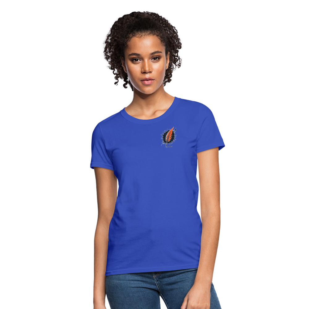 Women's Brushed Orange and Black Mountain Range T-Shirt with Logo - royal blue