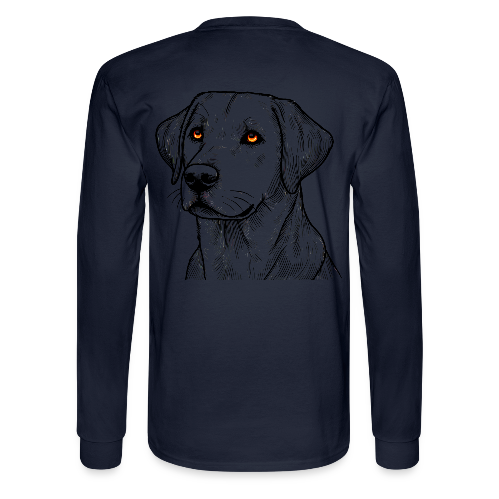 Men's Fine Line Labrador Graphic Long Sleeve Shirt with Logo - navy