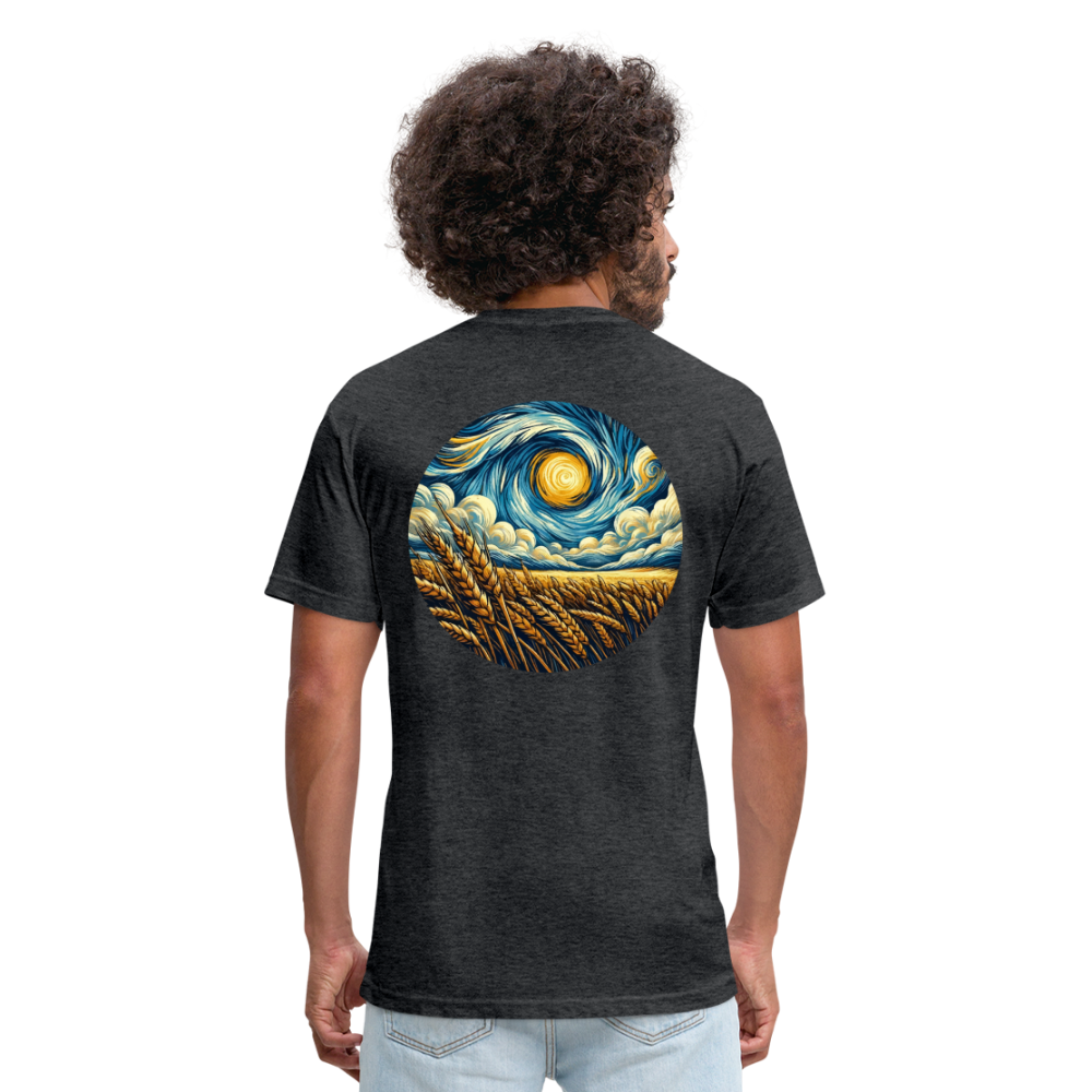 Wheat Field Graphic Unisex Fitted Cotton/Poly T-Shirt with Logo - heather black