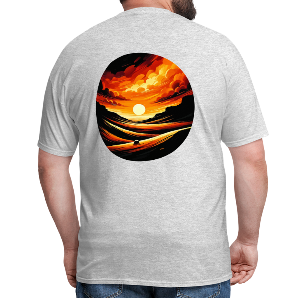 Desert Sunset Graphic Unisex Classic T-Shirt with Logo - heather gray