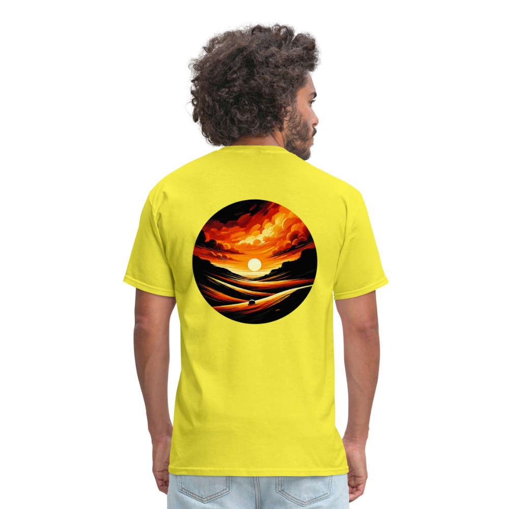 Desert Sunset Graphic Unisex Classic T-Shirt with Logo - yellow