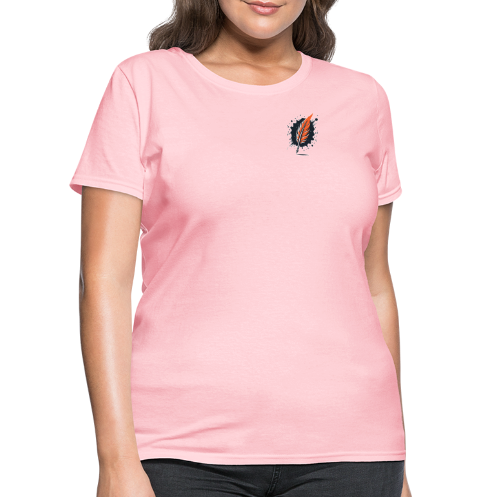 Women's Brushed Orange and Black Mountain Range T-Shirt with Logo - pink