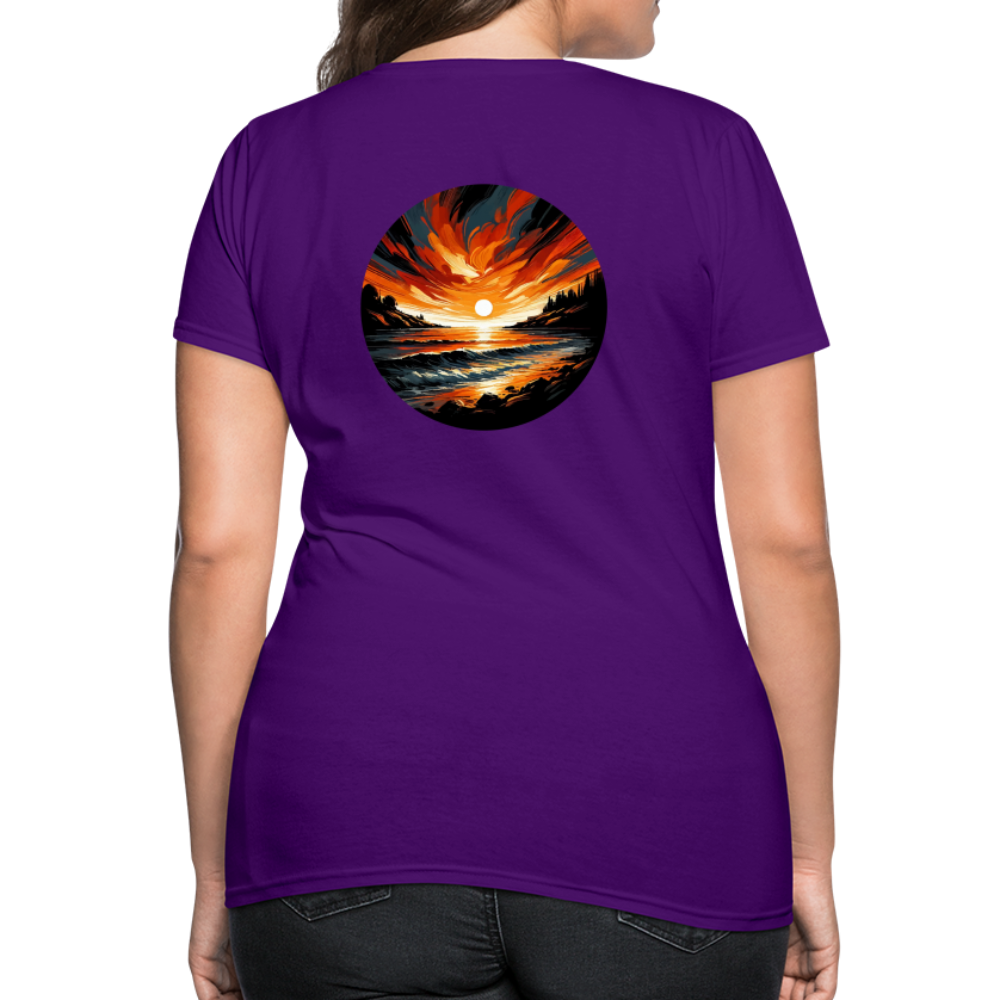 Women's Beach Sunset Graphic T-Shirt with Logo - purple