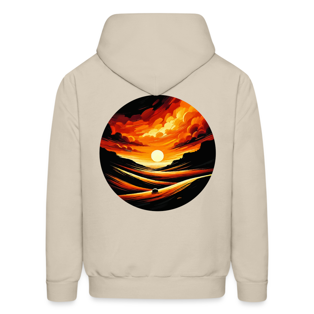 Men's Desert Sunset Graphic Hoodie with Logo - Sand