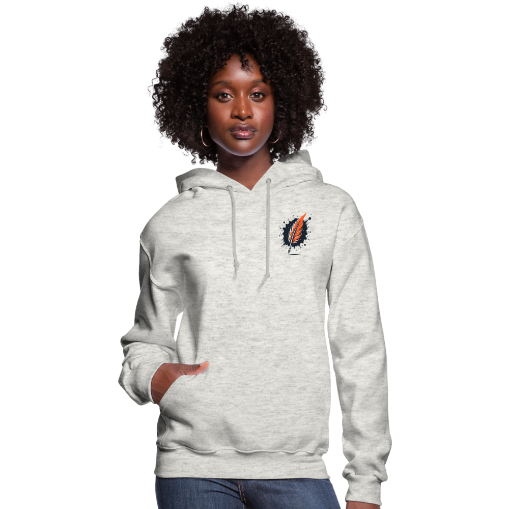 Women's Pink Wheat Field Graphic Hoodie with Logo - heather oatmeal