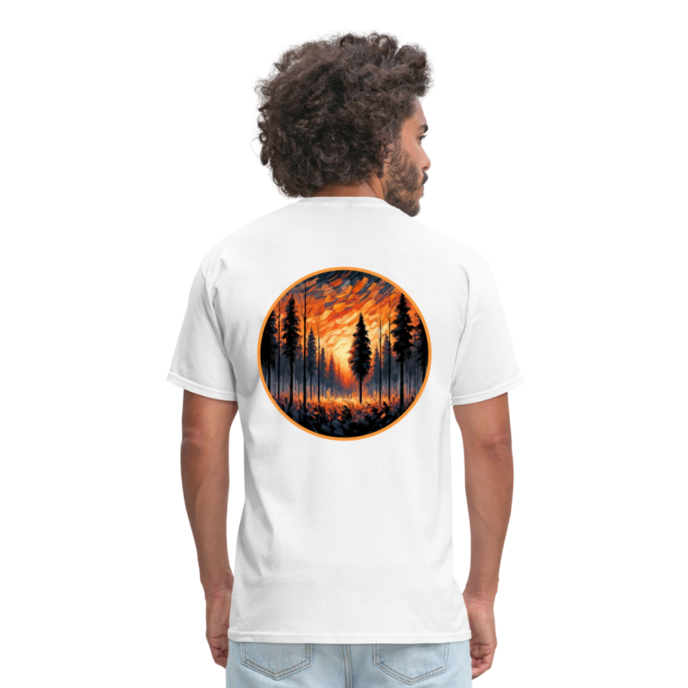 Orange Forest Sunset Unisex Classic T-Shirt with Logo - white