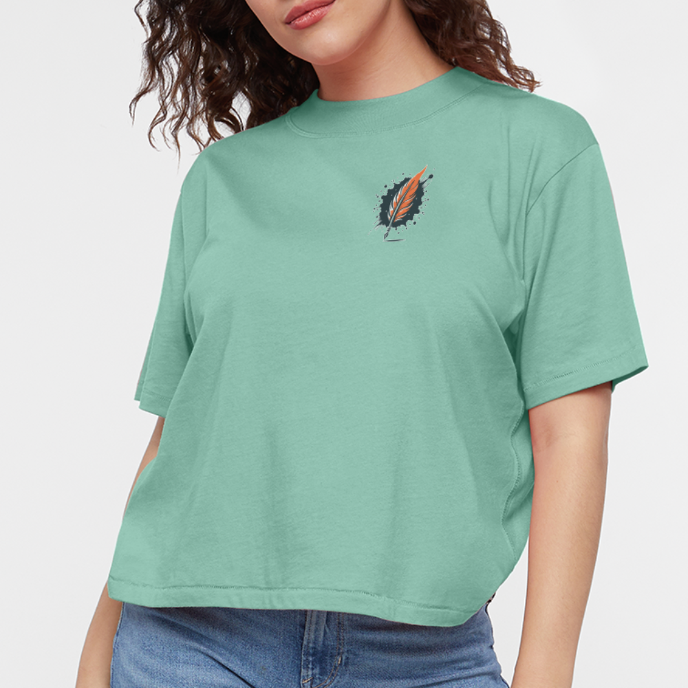 Women's Orange Forest Sunset Graphic Boxy Tee with Logo - saltwater