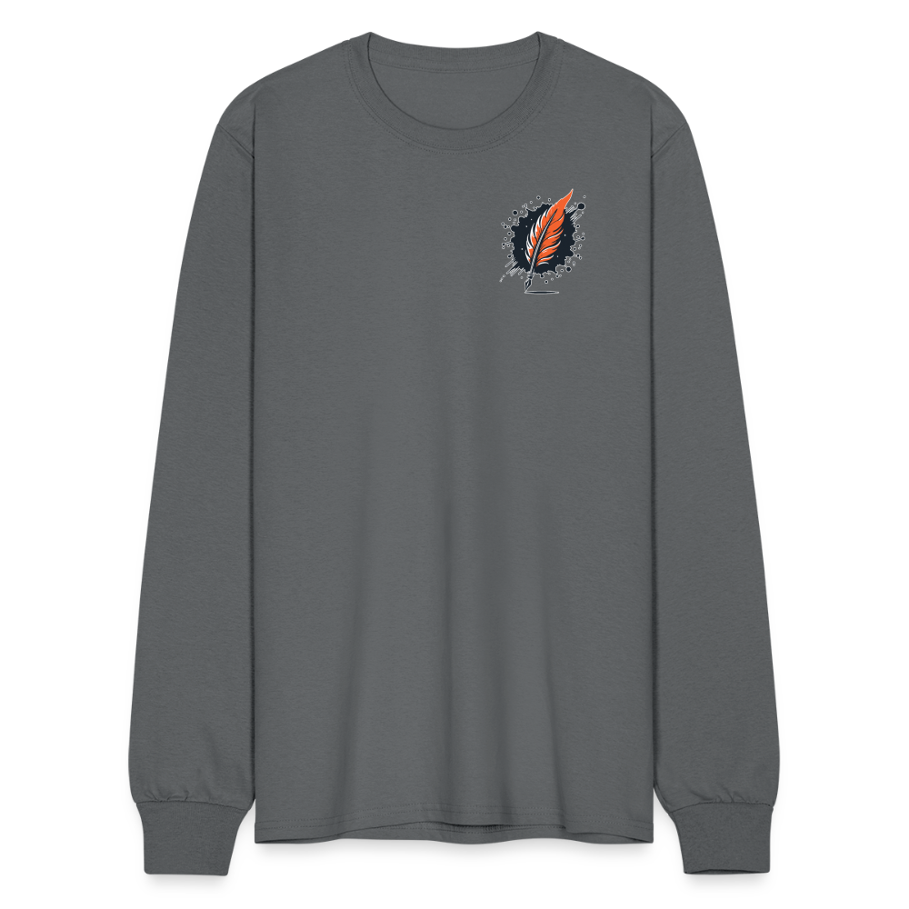 Men's Colored Prairie Landscape Graphic Long Sleeve Shirt with Logo - charcoal