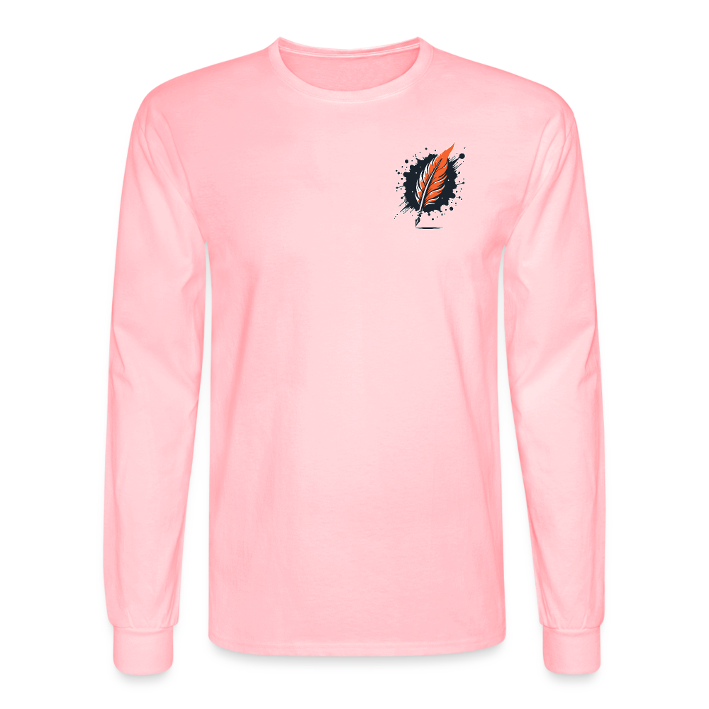 Men's Orange Forest Sunset Graphic Long Sleeve Shirt with Logo - pink