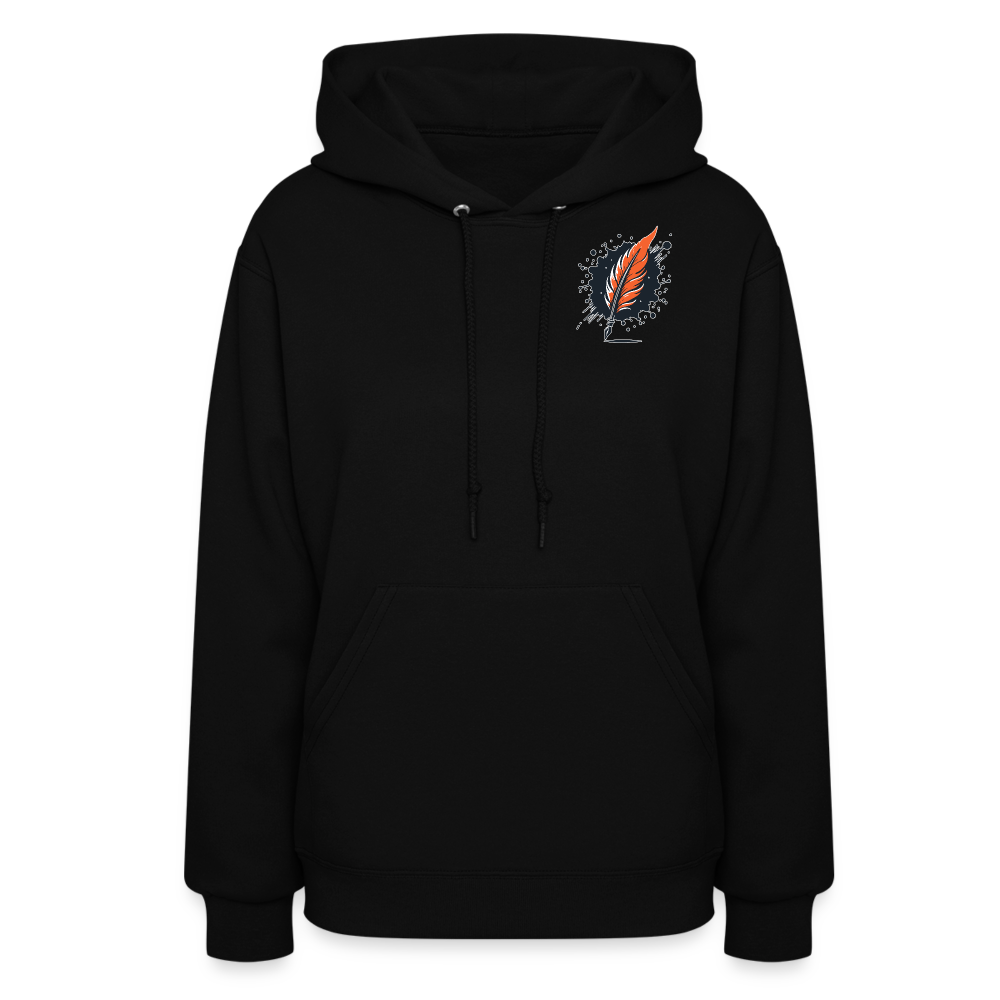 Women's Orange Swirling Mountains Graphic Hoodie with Logo - black