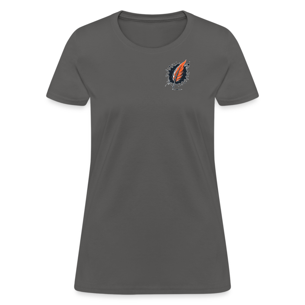 Women's Beach Sunset Graphic T-Shirt with Logo - charcoal