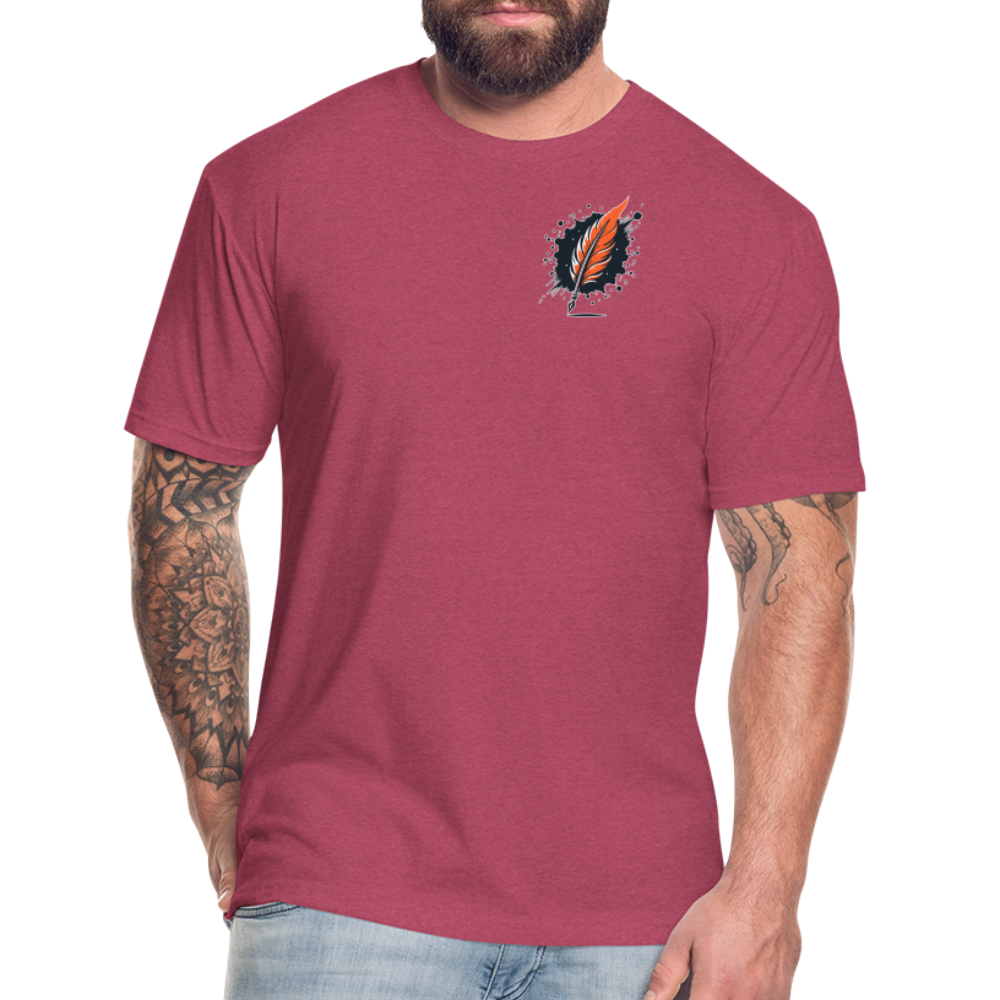 Beach Sunset Graphic Unisex Fitted Cotton/Poly T-Shirt with Logo - heather burgundy