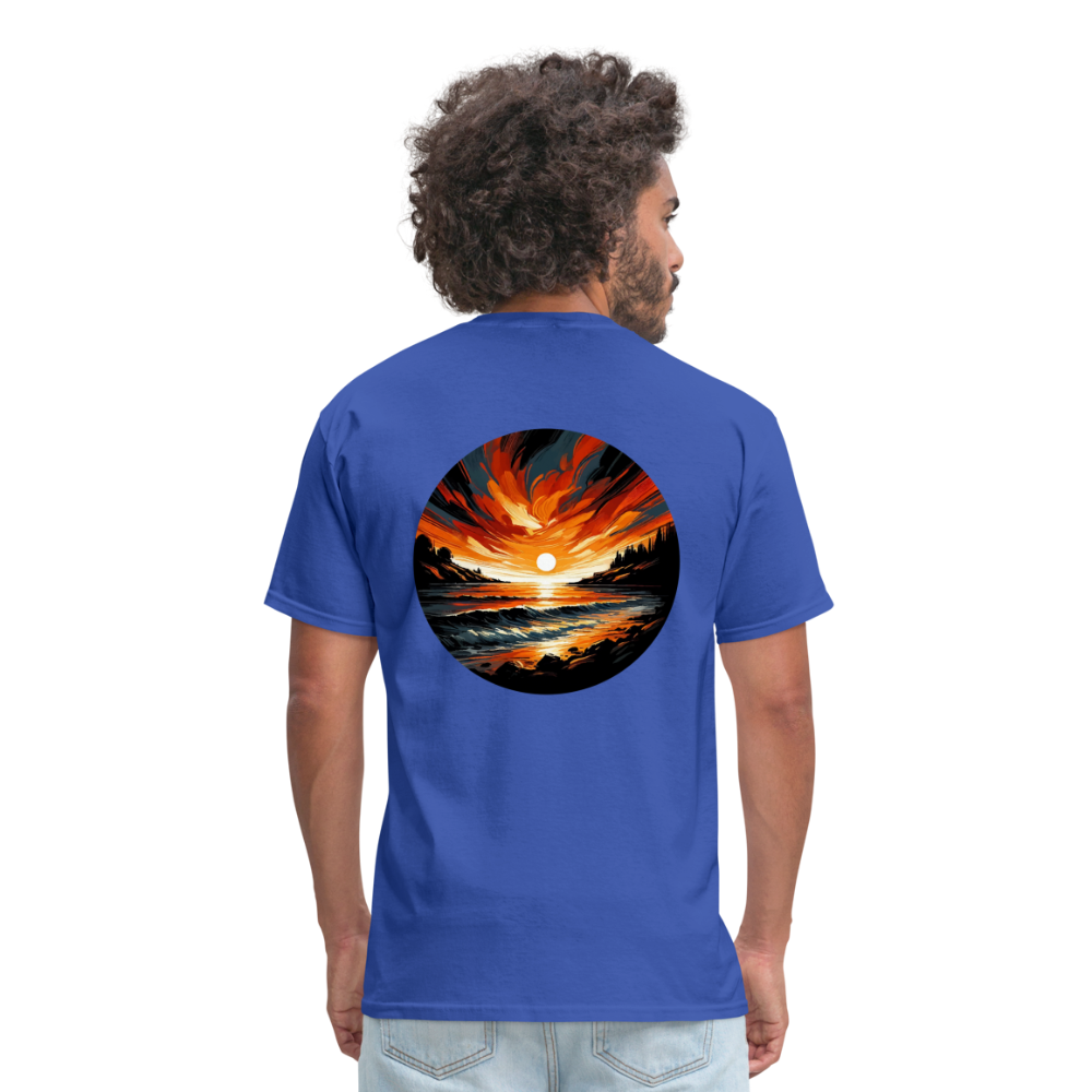 Beach Sunset Graphic Unisex Classic T-Shirt with Logo - royal blue