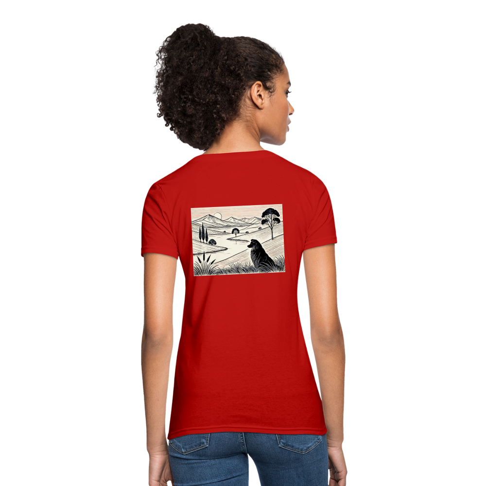 Women's Australian Shepherd Prairie T-Shirt with Logo - red