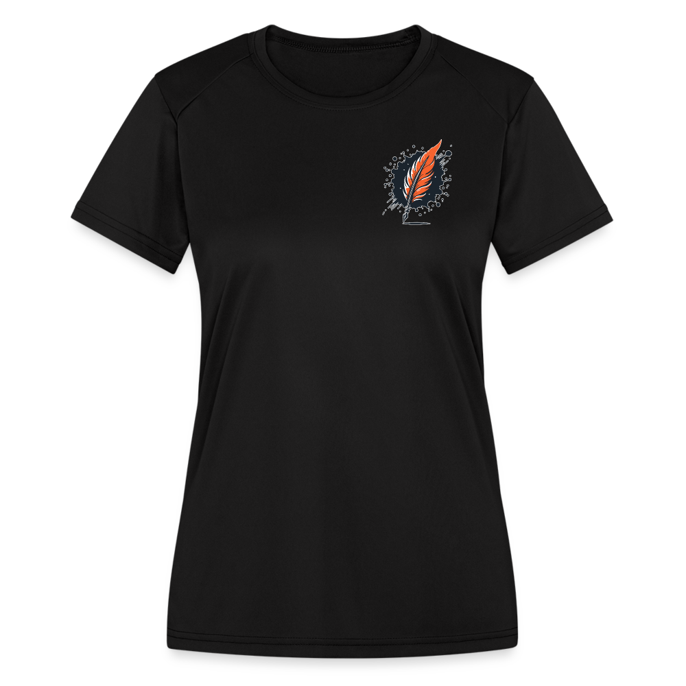 Women's Waterfall Graphic Moisture Wicking Performance T-Shirt with Logo - black