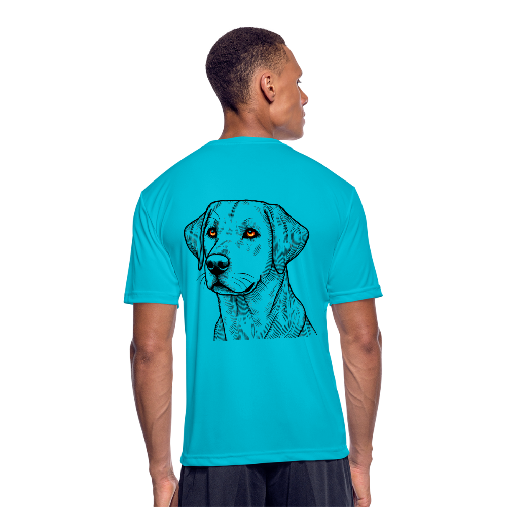 Men’s Fine Line Labrador Graphic Moisture Wicking Performance T-Shirt with Logo - turquoise