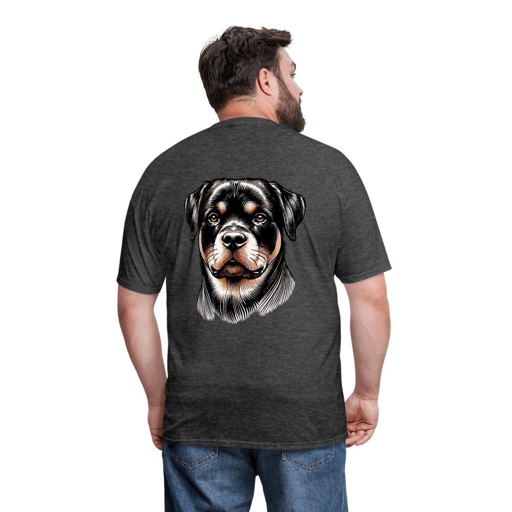 Fine Line Rottweiler Graphic Unisex Classic T-Shirt with Logo - heather black